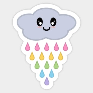 Kawaii Cute Raining Rainbow Rain Clouds Sticker